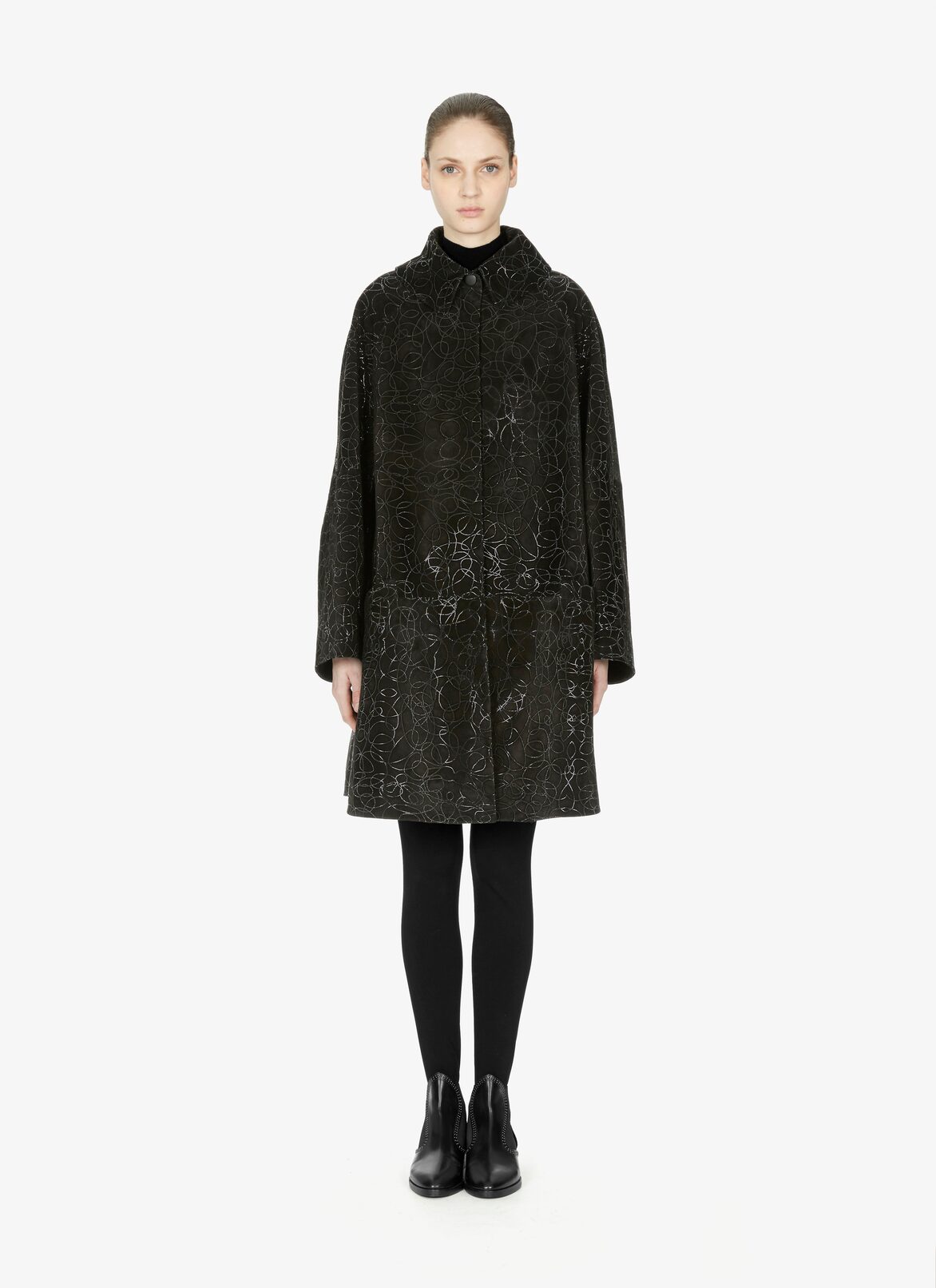 COAT VEAU VELOURS RAINBOW BLACK/SHINY BLACK ALAÏA BLACK/SHINY BLACK COAT VEAU VELOURS RAINBOW BLACK/SHINY BLACK